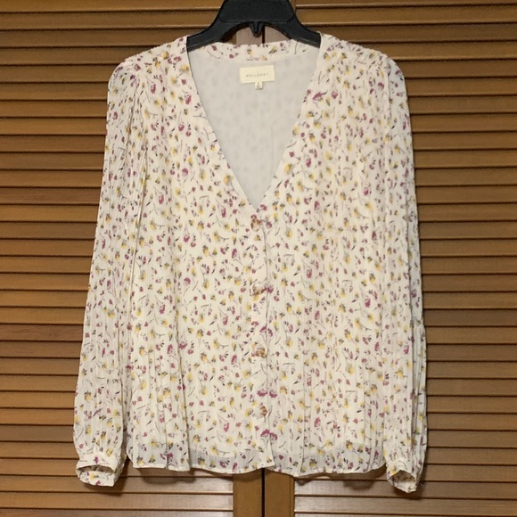 Tops - Melloday Floral Chiffon Lined Button Down Boho Cottagecore Blouse Small S